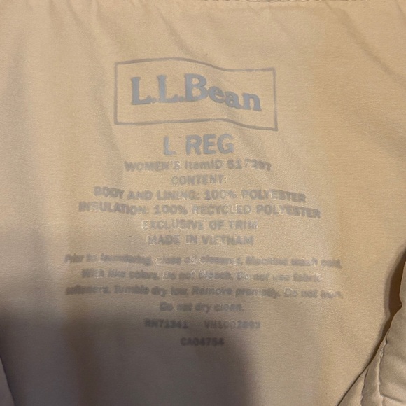 LL Bean Women's large 14 16 Jacket Quilted Puffer Beige zipper pockets packable - Picture 8 of 11